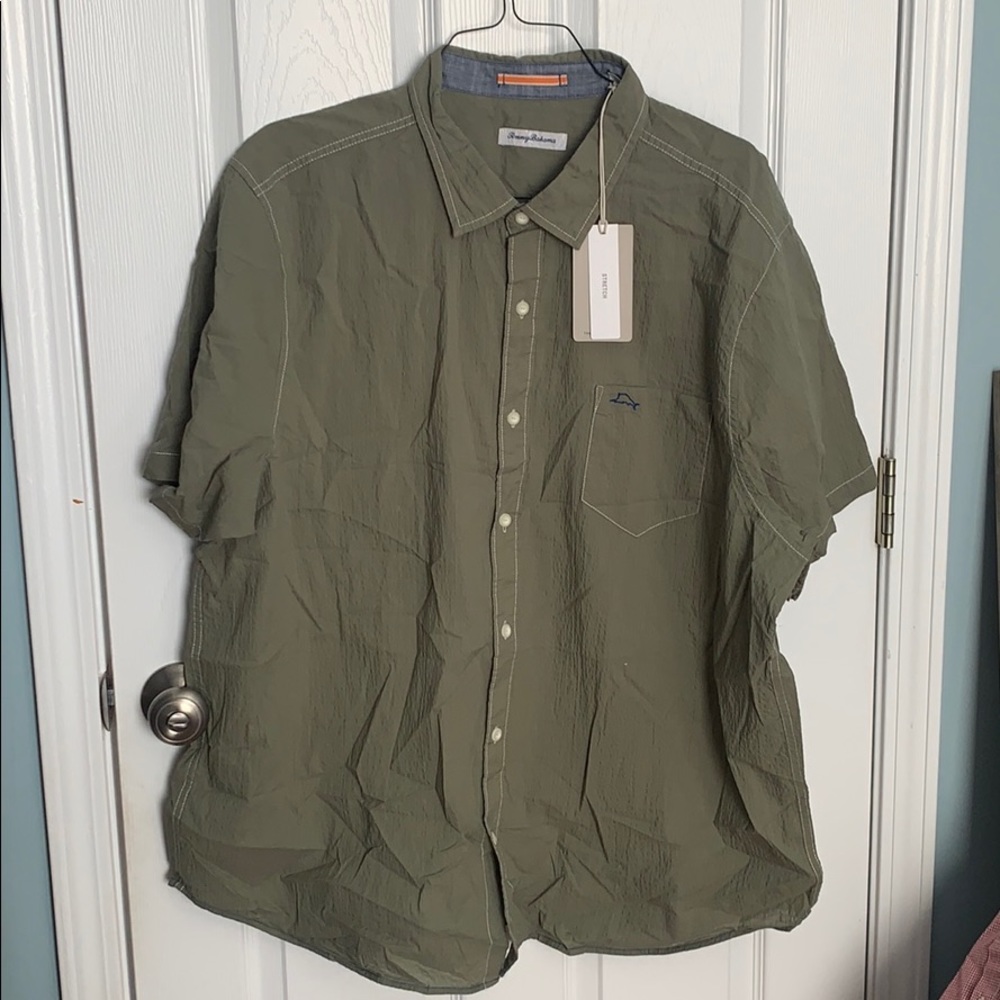Green short sleeve button down
